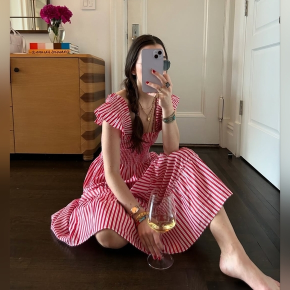 Hill House Ellie Nap Dress- Red Stripe - Picture 3 of 11